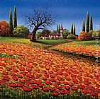 Golden Fields of Tuscany Paintings - CHATAEU OF THE FIELDS by Mario